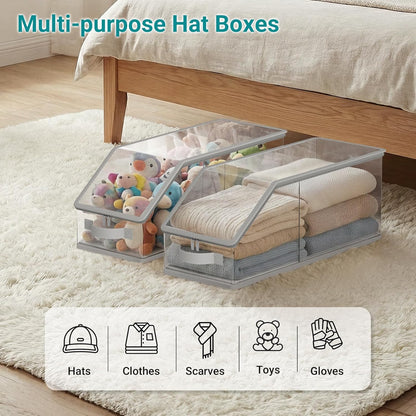 2PCS Stackable Hat Storage for Baseball Caps, Clear Hat Organizer for Closet Holds up to 24 Caps, Men's Hat V1258-DP02-F-618