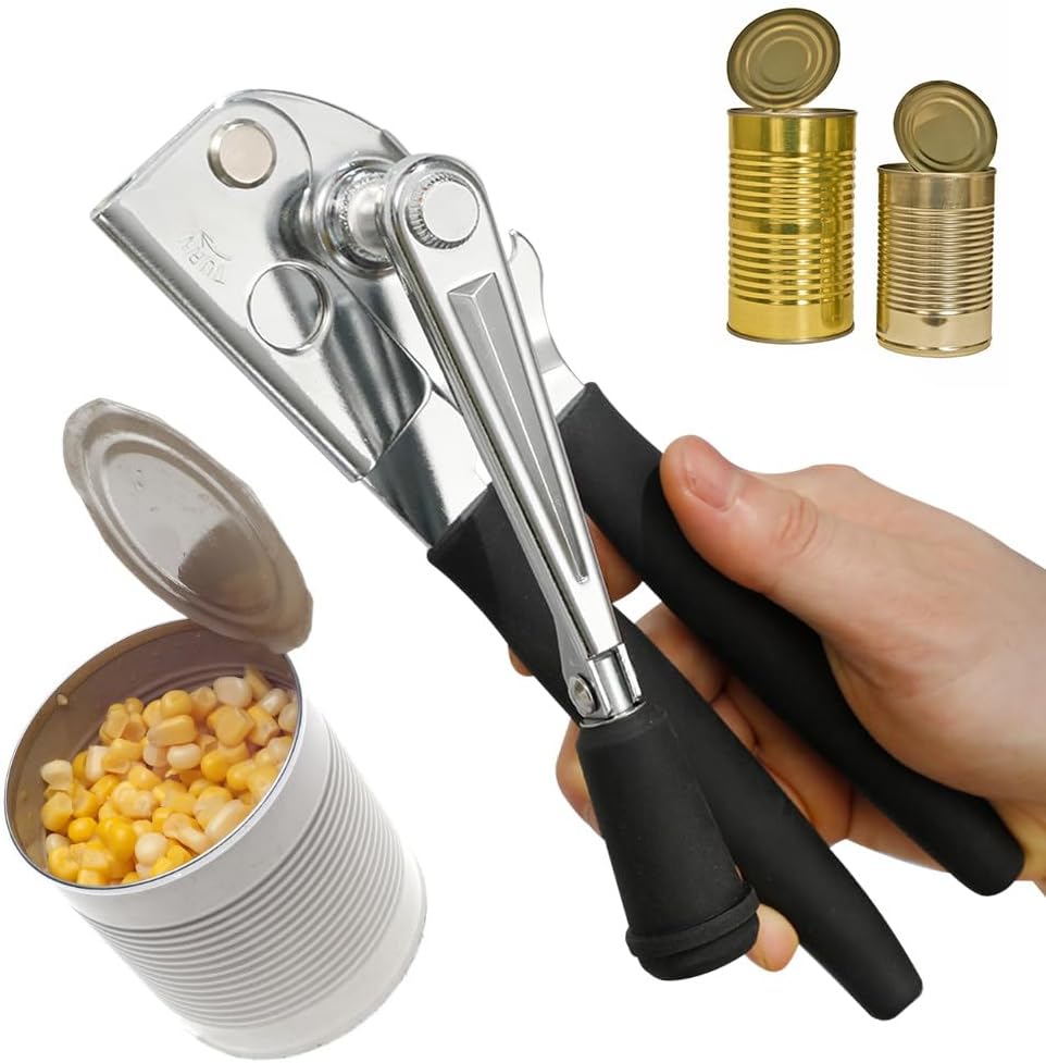 Crank Can Openers Manual,Heavy Duty Commercial Can Opener with Rubber-coated Long Handles V1258-DP02-F-619