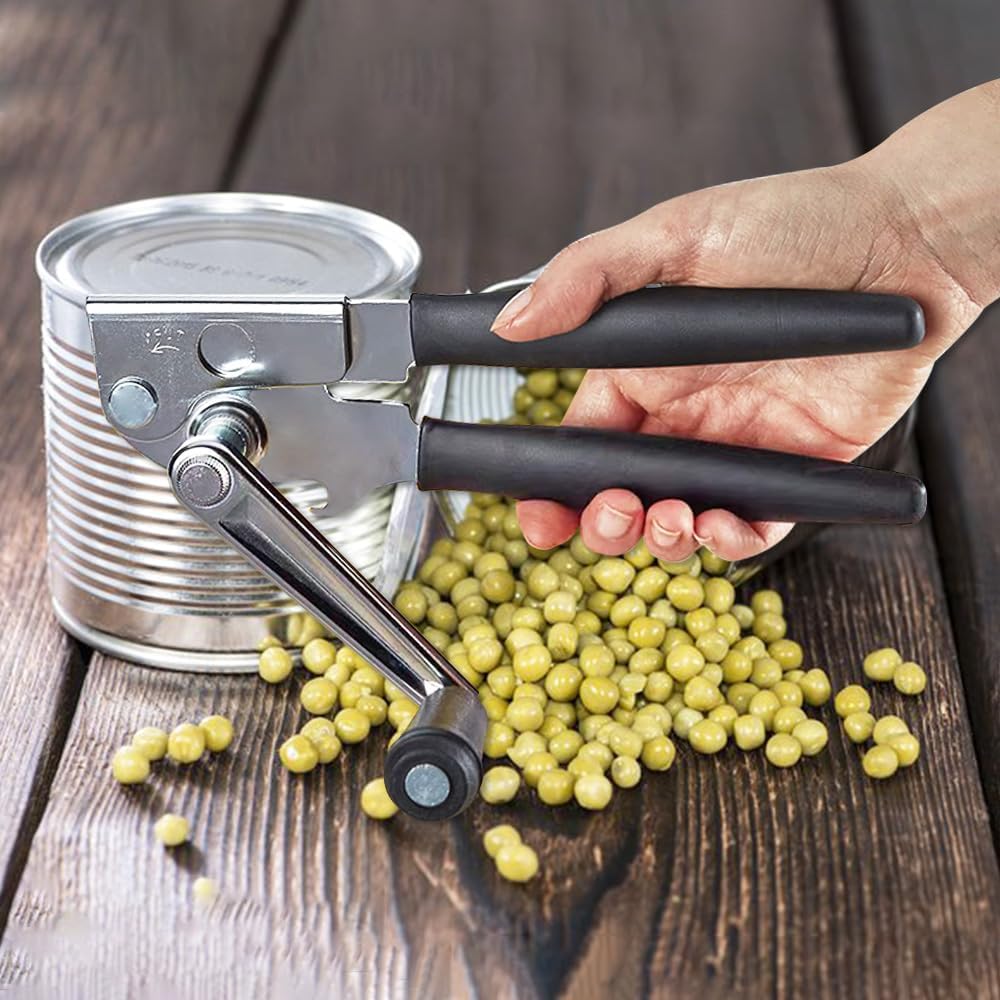 Crank Can Openers Manual,Heavy Duty Commercial Can Opener with Rubber-coated Long Handles V1258-DP02-F-619