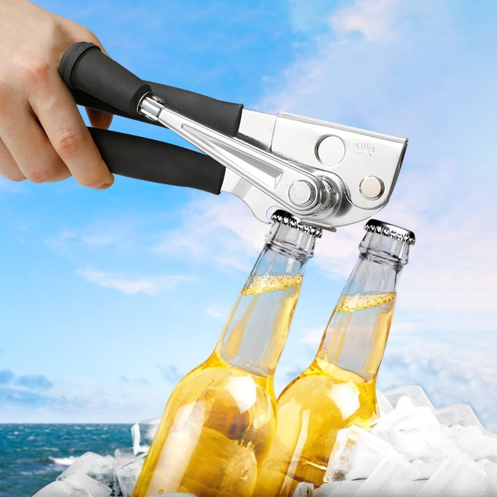 Crank Can Openers Manual,Heavy Duty Commercial Can Opener with Rubber-coated Long Handles V1258-DP02-F-619