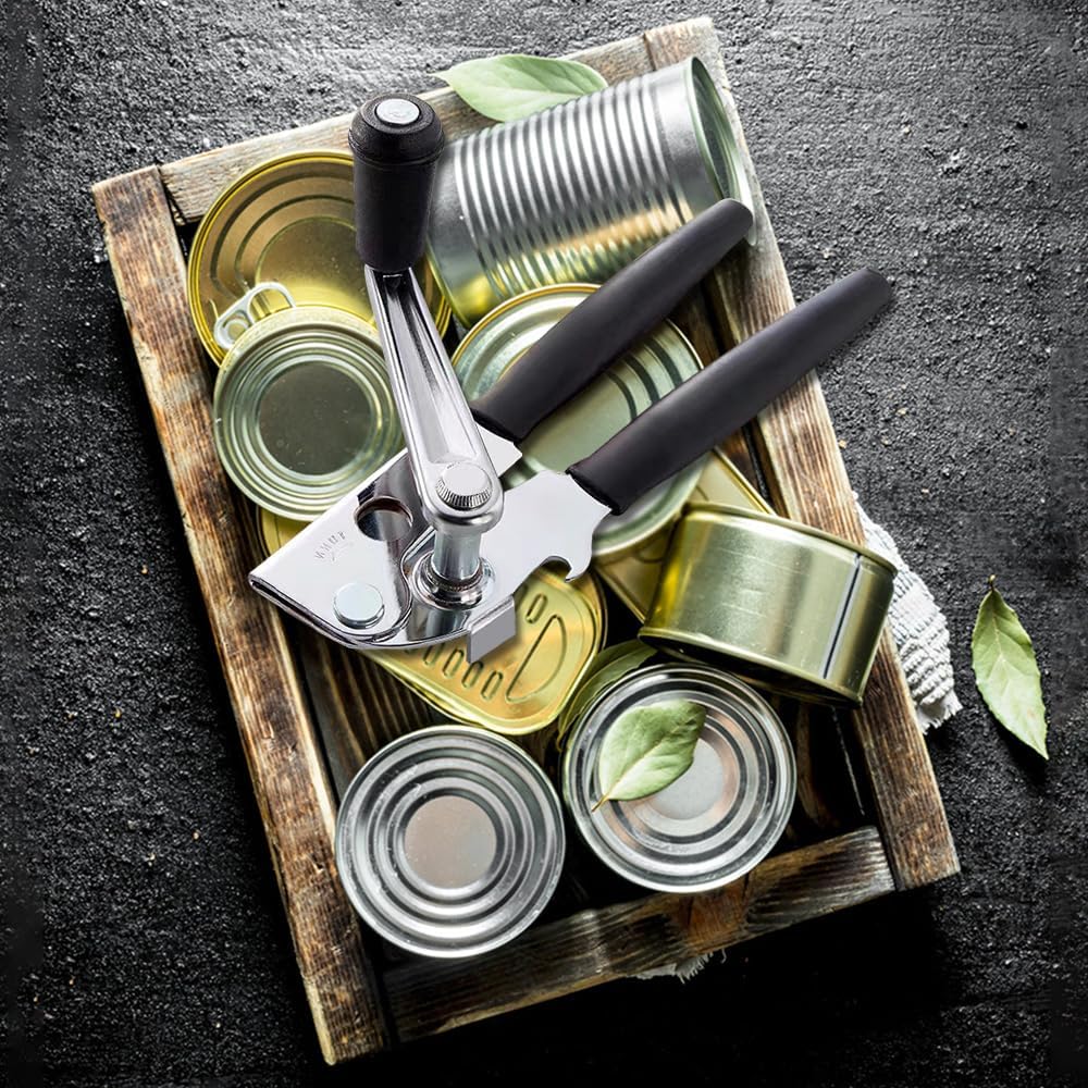 Crank Can Openers Manual,Heavy Duty Commercial Can Opener with Rubber-coated Long Handles V1258-DP02-F-619