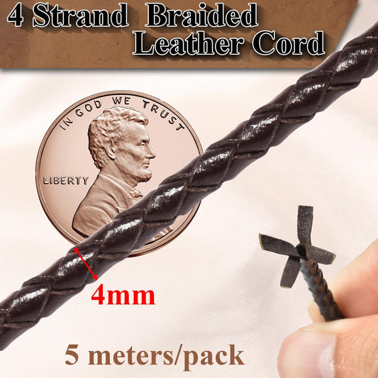 4mm 5.46yard Genuine Round Leather Cord for Jewelry Making, 20 Pack 4mm Hole Magnetic Clasps Leather Bracelet V1258-DP02-F-62