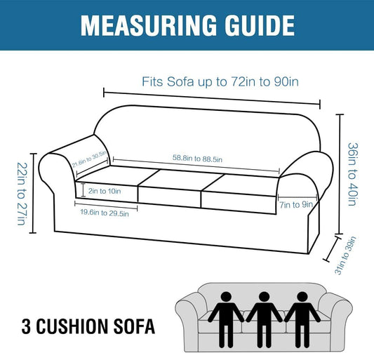 4 Pieces Thick Velvet Sofa Covers Couch Covers for 3 Chion Couch Sofa High Stretch Slipcovers Furniture V1258-DP02-F-620