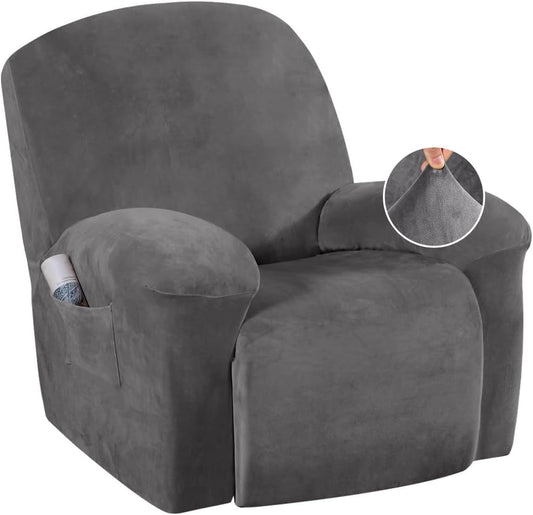 Velvet Recliner Chair Covers 1-Piece for Reclining Chair, Recliner Cover Feature Thick Luxury and Soft Fabric V1258-DP02-F-624