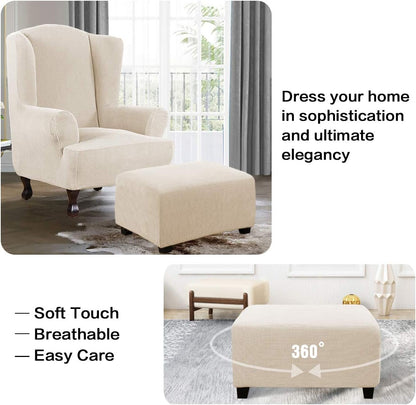 Ottoman Cover Slipcover Rectangle Fit Length 29'-34' Footrest Sofa Slipcovers Stool Cover Footstool Protector V1258-DP02-F-627