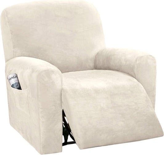 Velvet Stretch Recliner Couch Covers 4-Pieces Style Recliner Chair Covers Recliner Cover for Reclining Chair V1258-DP02-F-628