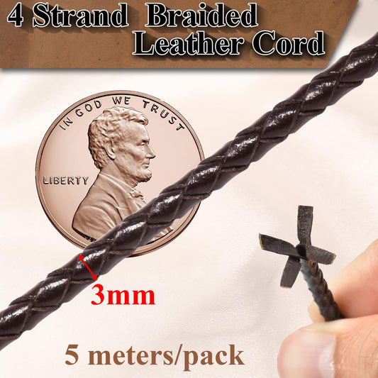 3mm 5.46yard Genuine Round Leather Cord for Jewelry Making, 0.4 mm Dia. 10 Rolls Copper Jewelry Wire 10 V1258-DP02-F-63