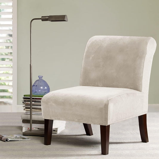 Armless Accent Chair Covers Thick Velvet Armless Chair Slipcovers High Stretch Chair Covers for Living Room V1258-DP02-F-630