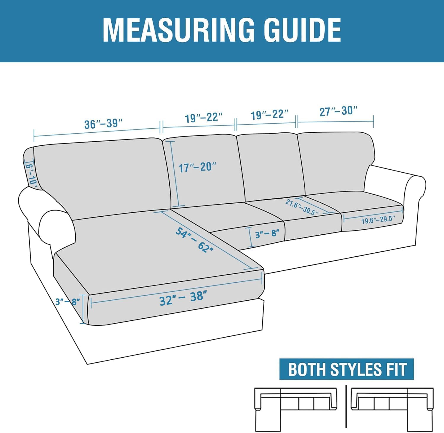 Sectional Couch Covers 8 Pieces Stretch Sofa Covers for Sectional Sofa Set Separate L Shaped Couch Cover for V1258-DP02-F-639