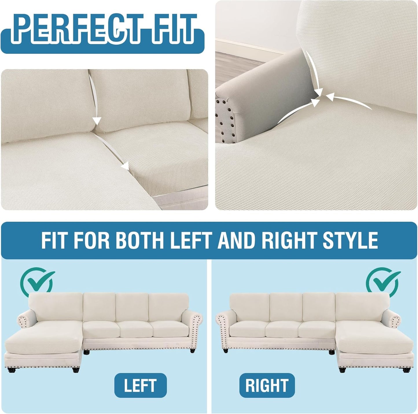 Sectional Couch Covers 8 Pieces Stretch Sofa Covers for Sectional Sofa Set Separate L Shaped Couch Cover for V1258-DP02-F-639