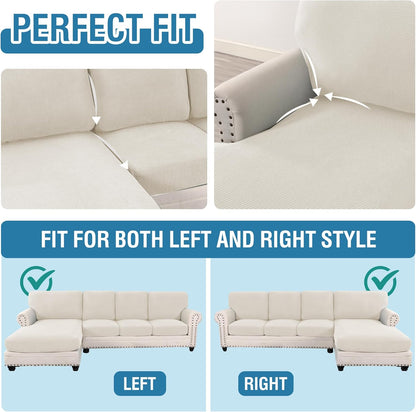 Sectional Couch Covers 8 Pieces Stretch Sofa Covers for Sectional Sofa Set Separate L Shaped Couch Cover for V1258-DP02-F-639