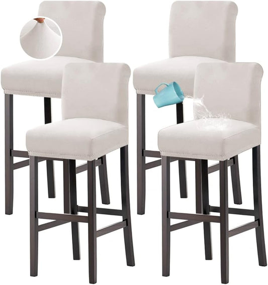 100% Waterproof Bar Stool Cover Stretch Counter Stool Pub Chair Slipcover for Dining Room Removable Soft V1258-DP02-F-641