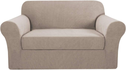2 Pieces Loveseat Covers Fit Lovesat Width Up to 70 Inch Furniture Cover/Protector, Jacquard Spandex Stretch V1258-DP02-F-647