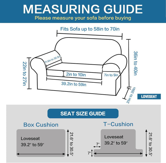 2 Pieces Loveseat Covers Fit Lovesat Width Up to 70 Inch Furniture Cover/Protector, Jacquard Spandex Stretch V1258-DP02-F-647