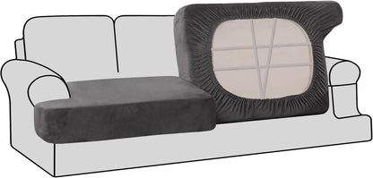 Stretch Velvet 2 Piece T Chion Sofa Slipcovers - Individually Fitting Chion Covers for 2 Chion Couch - Stay V1258-DP02-F-649