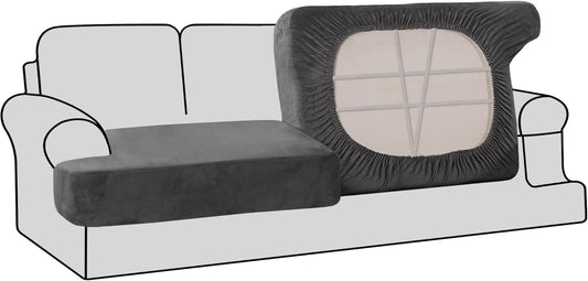 Stretch Velvet 2 Piece T Chion Sofa Slipcovers - Individually Fitting Chion Covers for 2 Chion Couch - Stay V1258-DP02-F-649