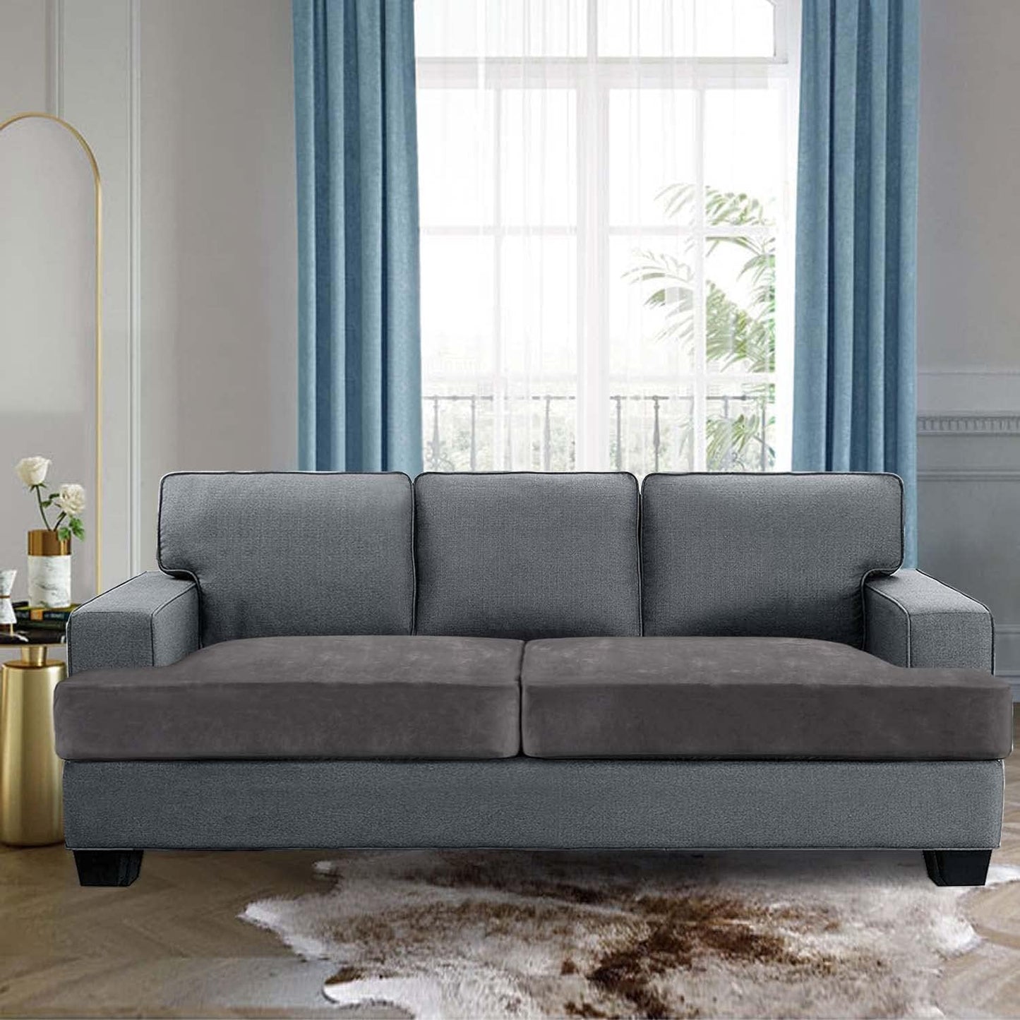 Stretch Velvet 2 Piece T Chion Sofa Slipcovers - Individually Fitting Chion Covers for 2 Chion Couch - Stay V1258-DP02-F-649