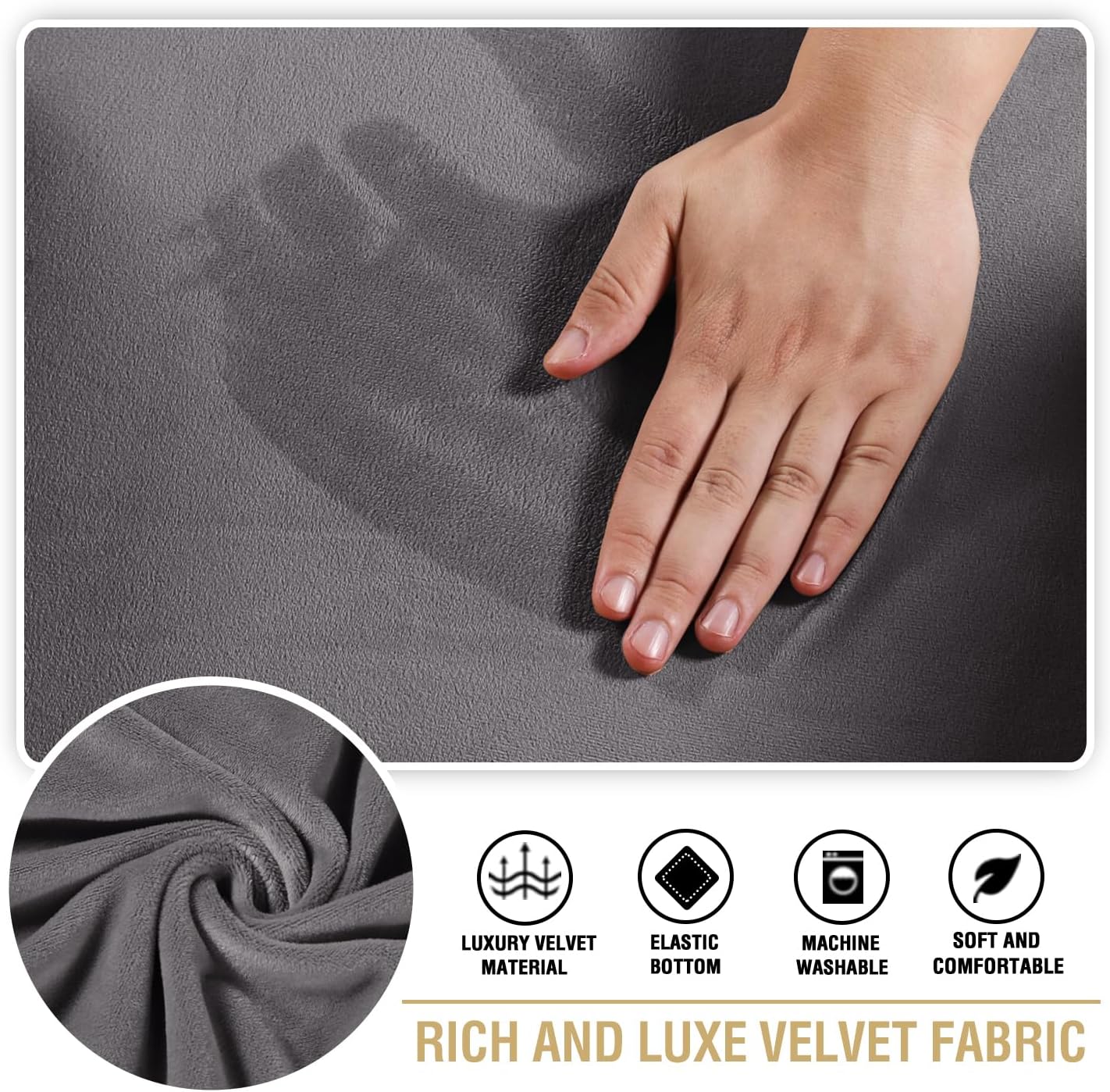 Stretch Velvet 2 Piece T Chion Sofa Slipcovers - Individually Fitting Chion Covers for 2 Chion Couch - Stay V1258-DP02-F-649