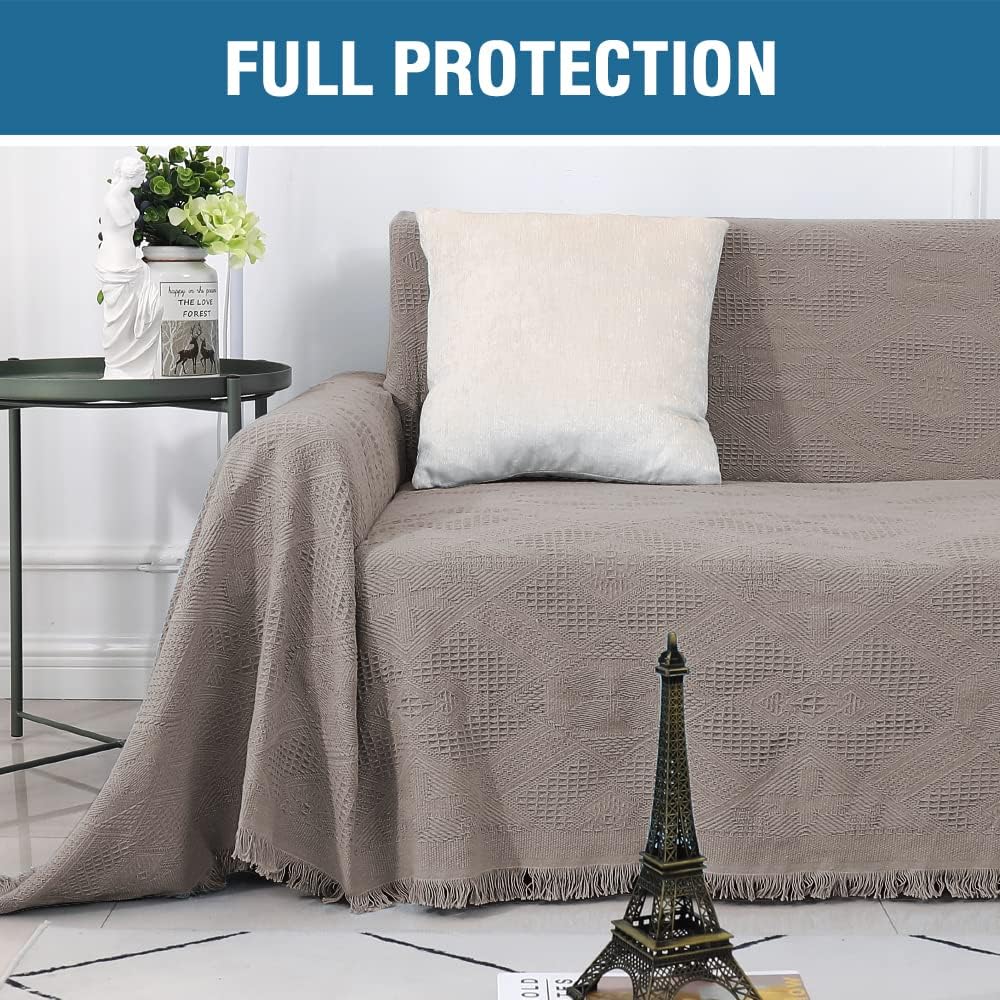 Cotton Sofa Covers Couch Cover Sofa Slipcover for Most Shape Sofas, Feature Thick Woven Jacquard Seamless V1258-DP02-F-655