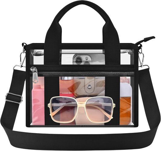 Clear Tote Bag for Women, Transparent PVC Top Handle Handbag with Shoulder Strap, Durable Clear Bag for Daily V1258-DP02-F-677