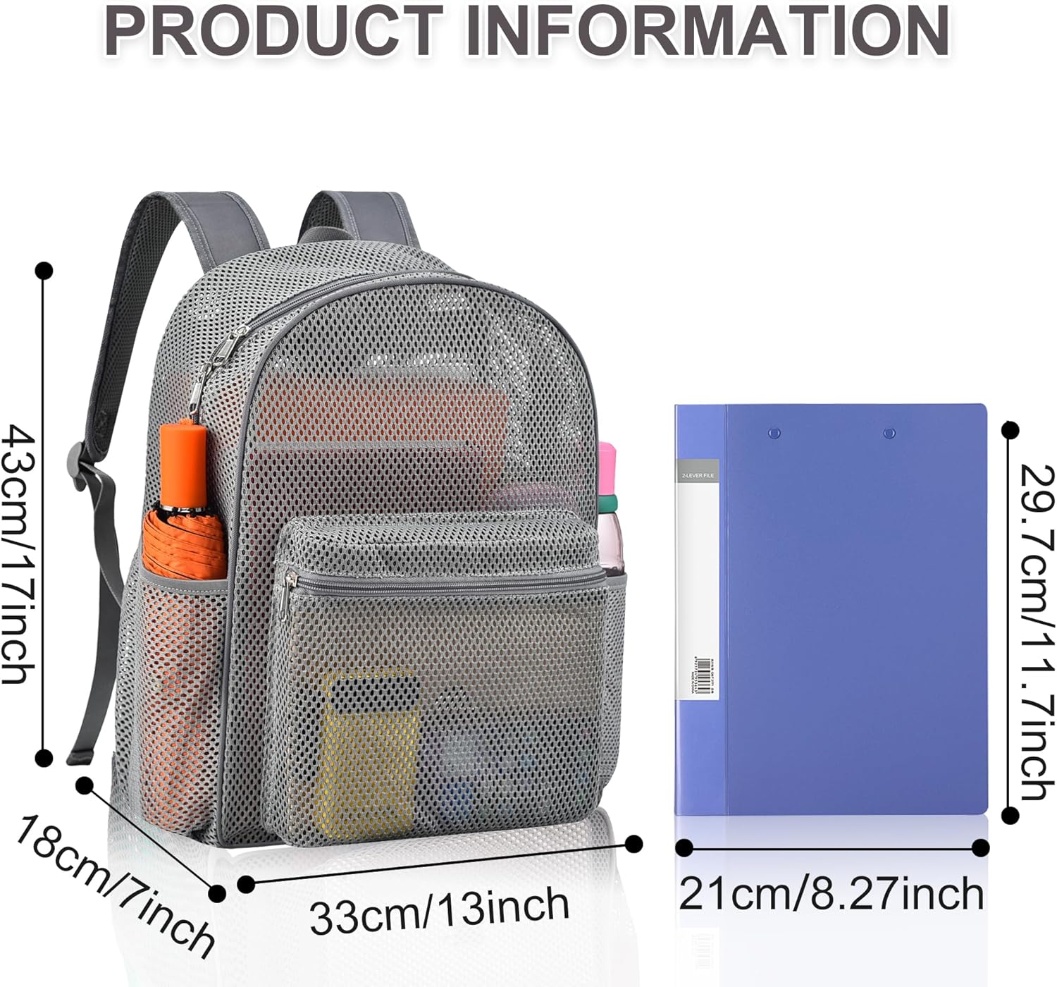 Duty Mesh Backpacks for Adults,See Through Backpack for Swimming Work Outdoor, Diving Backpack Carry Portable V1258-DP02-F-678