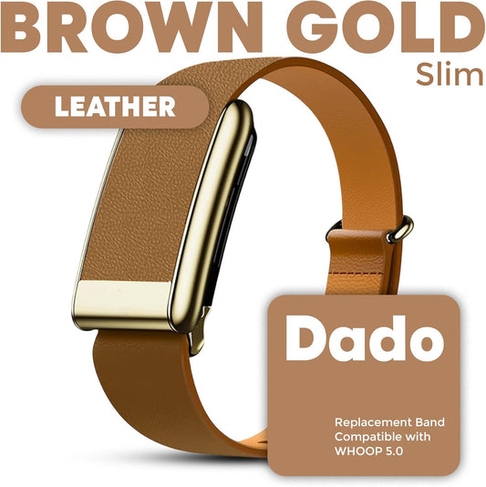 Luxe Tapered Leather Replacement Band Compatible with WHOOP 5.0, One, Peak, and Life Fitness Tracker - V1258-DP02-F-683