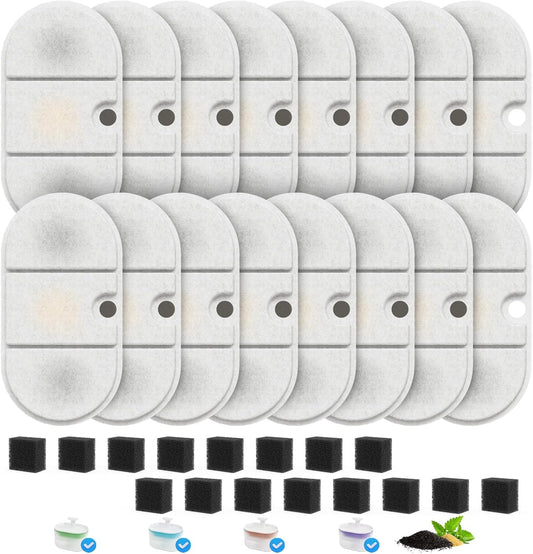 16 Pack Cat Water Fountain Filter Replacement for PLWF002 71oz/2.1L Capsule Pet Water Fountain with 8 V1258-DP02-F-69
