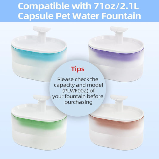 16 Pack Cat Water Fountain Filter Replacement for PLWF002 71oz/2.1L Capsule Pet Water Fountain with 8 V1258-DP02-F-69