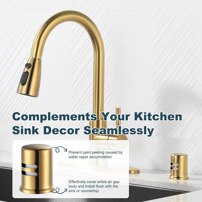 Dishwasher Air Gap Cover, Dishwasher Air Gap Cap for Kitchen Sink, Solid Brass Dishwasher Overflow Vent Cap V1258-DP02-F-70