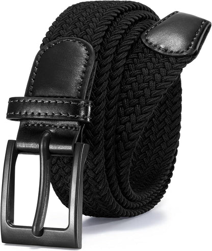 Braided Stretch Belt for Men, Elastic Woven Belt, casual Fabric Golf Belt, 1 3/8" for golf pants jeans V1258-DP02-F-708