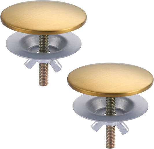 Kitchen Sink Hole Cover, 2 PCS Faucet Plate Stopper, Countertop Cap, Tap Blanking Metal Plug, Brushed Gold V1258-DP02-F-71