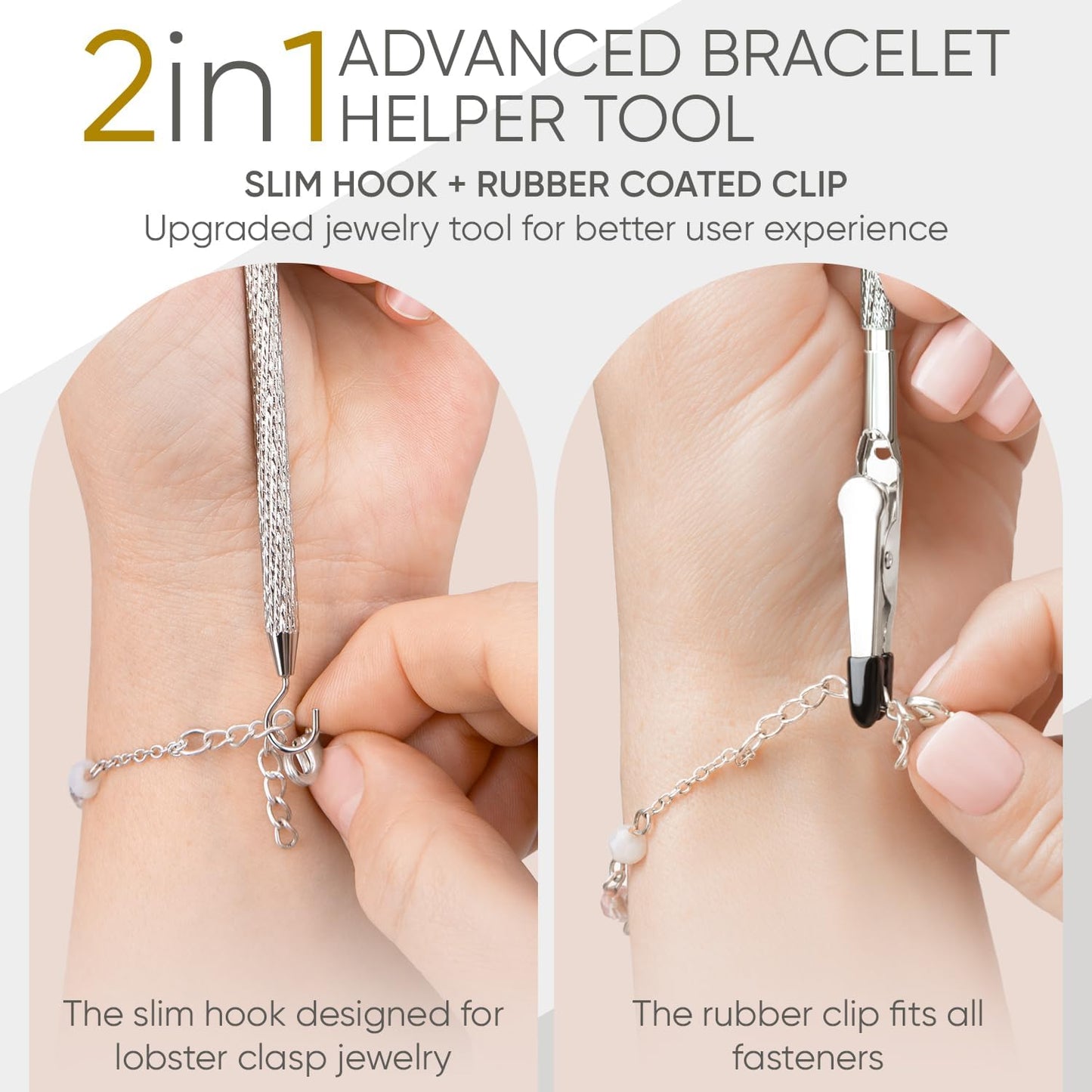 Bracelet Helper Tool with Hook - Fastener Helper Tool for Bracelet, Necklace, Jewelry, Watch - Silver, Teal, V1258-DP02-F-720
