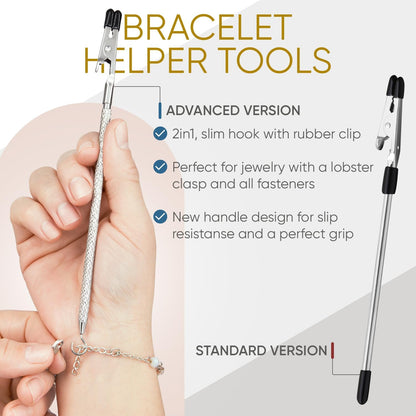 Bracelet Helper Tool with Hook - Fastener Helper Tool for Bracelet, Necklace, Jewelry, Watch - Silver, Teal, V1258-DP02-F-720