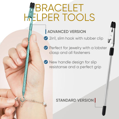 Bracelet Helper Tool with Hook - Fastener Helper Tool for Bracelet, Necklace, Jewelry, Watch - Silver, Teal, V1258-DP02-F-722
