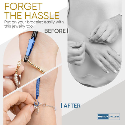 Bracelet Helper Tool with Hook - Fastener Helper Tool for Bracelet, Necklace, Jewelry, Watch - Blue, Gold, V1258-DP02-F-723