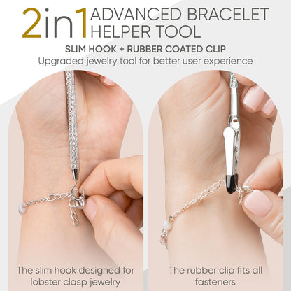 Bracelet Helper Tool with Hook - Fastener Helper Tool for Bracelet, Necklace, Jewelry, Watch - Silver, Gold, V1258-DP02-F-725