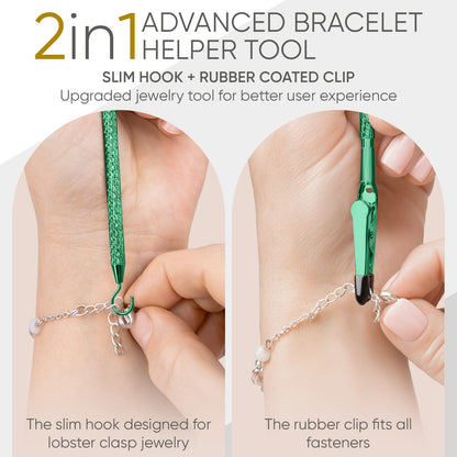 Bracelet Helper Tool with Hook - Fastener Helper Tool for Bracelet, Necklace, Jewelry, Watch - Teal, Emerald, V1258-DP02-F-726