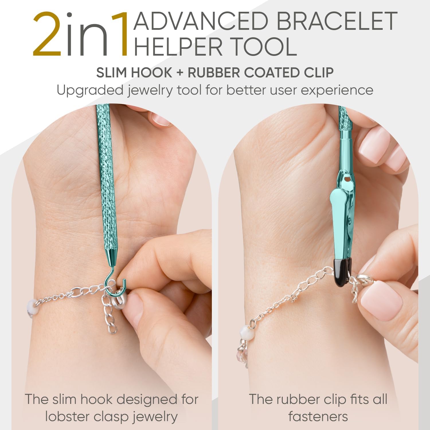 Bracelet Helper Tool with Hook - Fastener Helper Tool for Bracelet, Necklace, Jewelry, Watch - Silver, Rose, V1258-DP02-F-727
