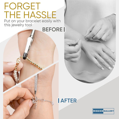 Bracelet Helper Tool with Hook - Fastener Helper Tool for Bracelet, Necklace, Jewelry, Watch - Silver, Rose, V1258-DP02-F-729