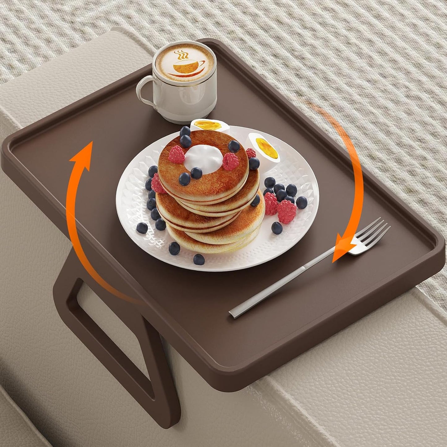 Plastic Rotating Couch Armrest Table, Adjtable Sofa Arm Clip Holder Tray for Snack/Fast Food/Fruit/Drink, V1258-DP02-F-738