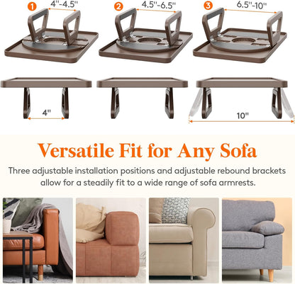 Plastic Rotating Couch Armrest Table, Adjtable Sofa Arm Clip Holder Tray for Snack/Fast Food/Fruit/Drink, V1258-DP02-F-738