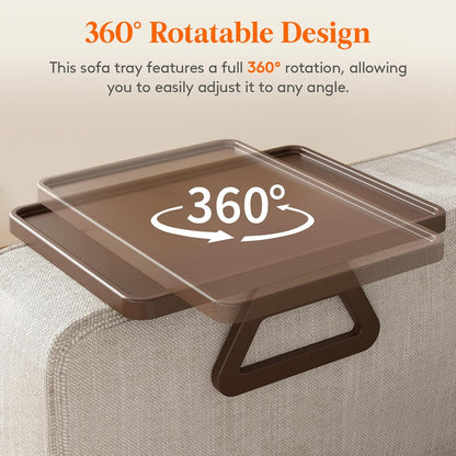 Plastic Rotating Couch Armrest Table, Adjtable Sofa Arm Clip Holder Tray for Snack/Fast Food/Fruit/Drink, V1258-DP02-F-738