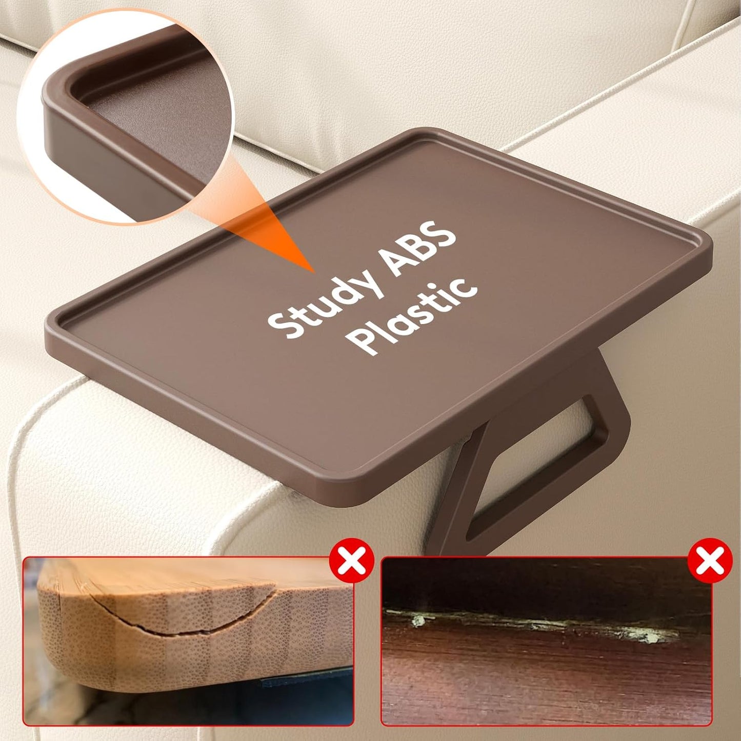 Plastic Rotating Couch Armrest Table, Adjtable Sofa Arm Clip Holder Tray for Snack/Fast Food/Fruit/Drink, V1258-DP02-F-738