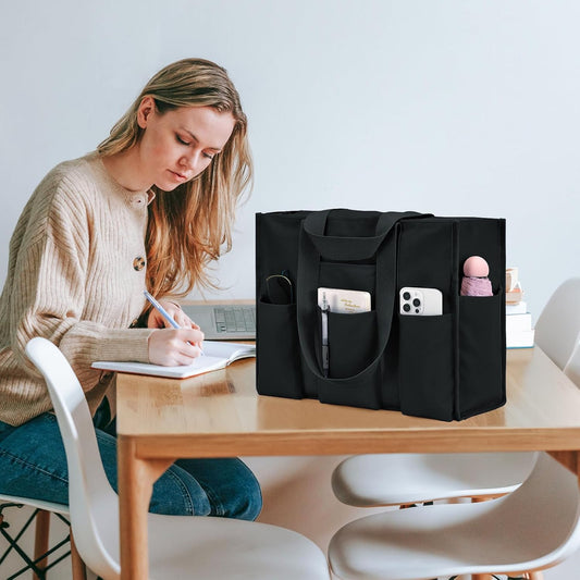 Large Tote Bag for Women Waterproof with 12 Pockets Top Zipper Closure Utility Teacher Nurse Bags for Work V1258-DP02-F-743