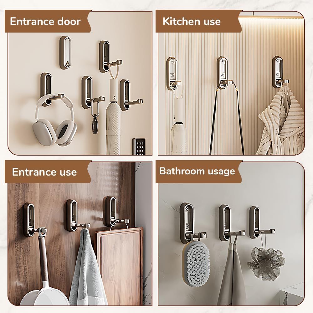 Folding Coat Hooks,Retractable Wall Closet Hooks,Heavy Duty Hook Bathroom Towel Hooks Robe Hooks Wall Mounted V1258-DP02-F-752