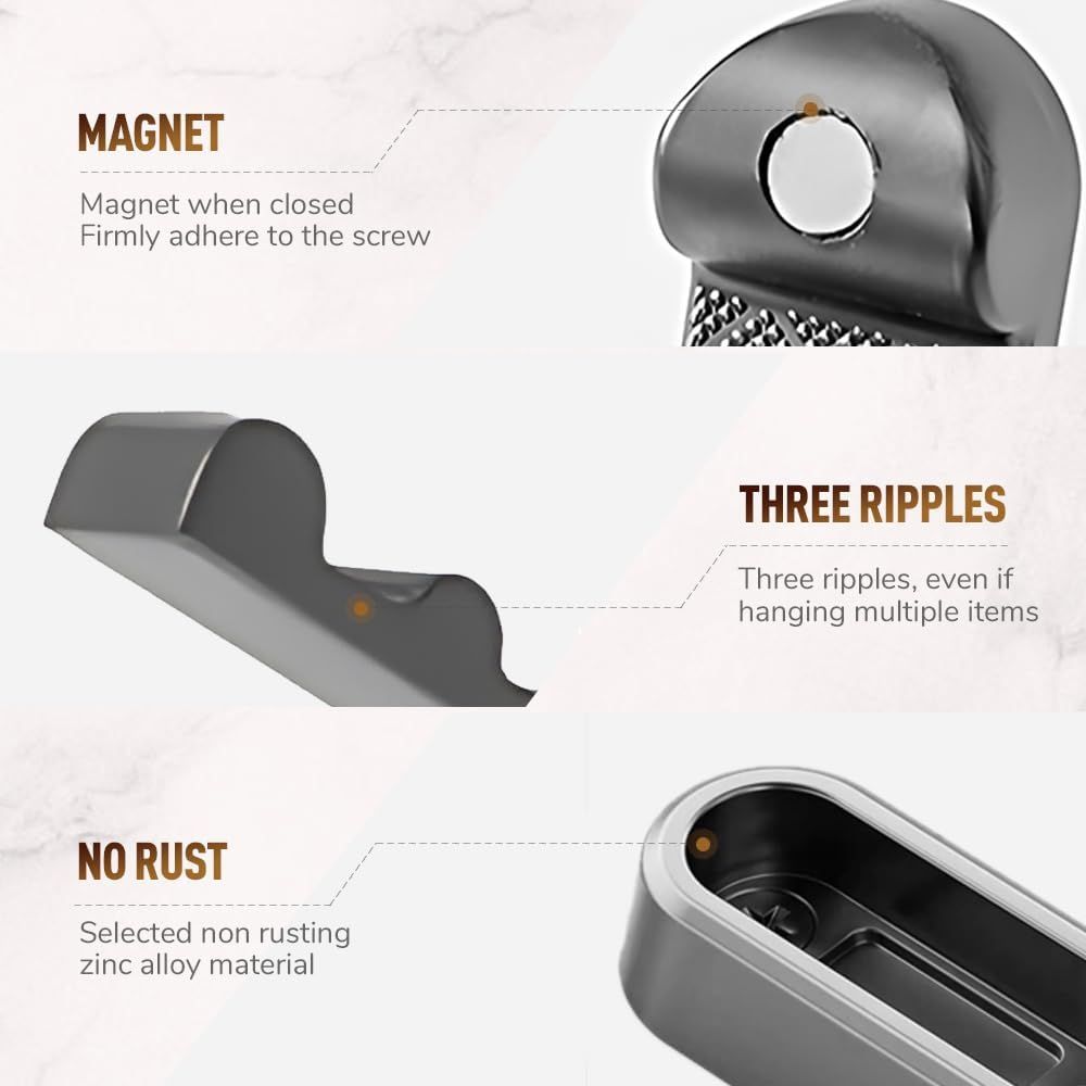 Folding Coat Hooks,Retractable Wall Closet Hooks,Heavy Duty Hook Bathroom Towel Hooks Robe Hooks Wall Mounted V1258-DP02-F-752