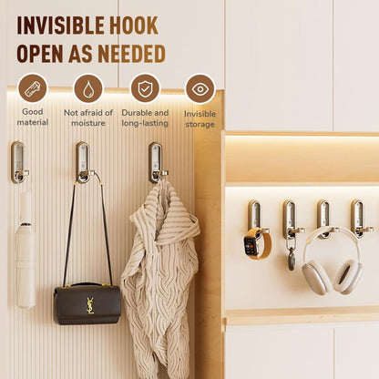 Folding Coat Hooks,Retractable Wall Closet Hooks,Heavy Duty Hook Bathroom Towel Hooks Robe Hooks Wall Mounted V1258-DP02-F-752