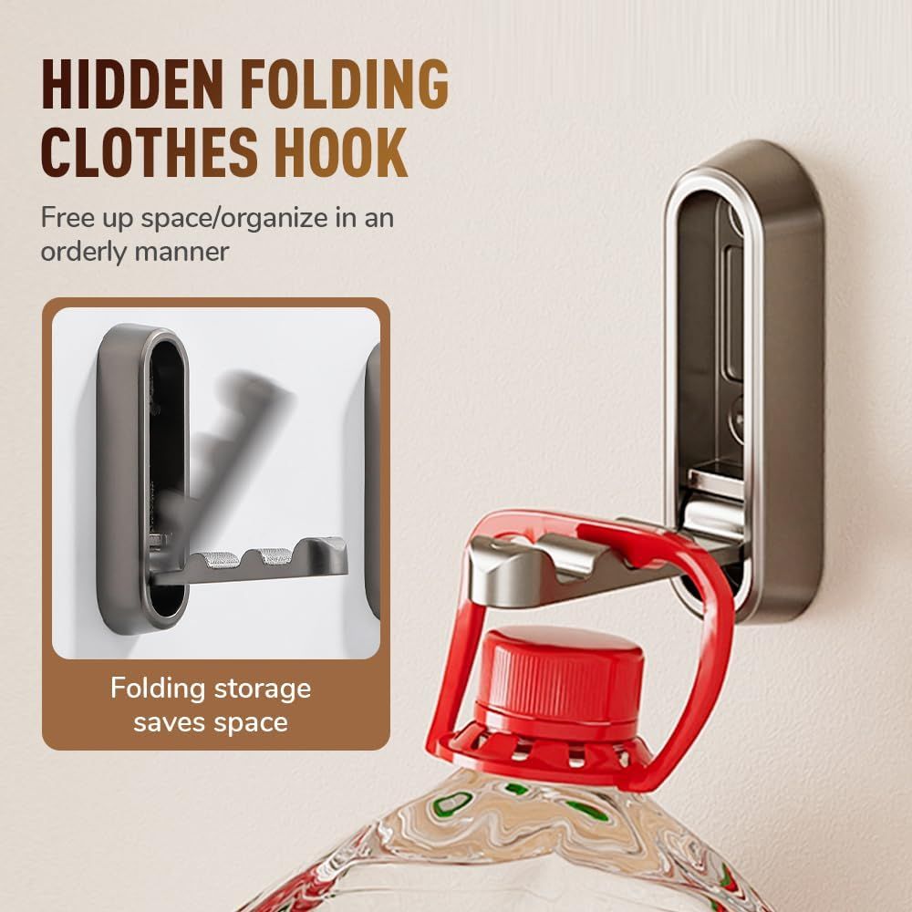 Folding Coat Hooks,Retractable Wall Closet Hooks,Heavy Duty Hook Bathroom Towel Hooks Robe Hooks Wall Mounted V1258-DP02-F-752