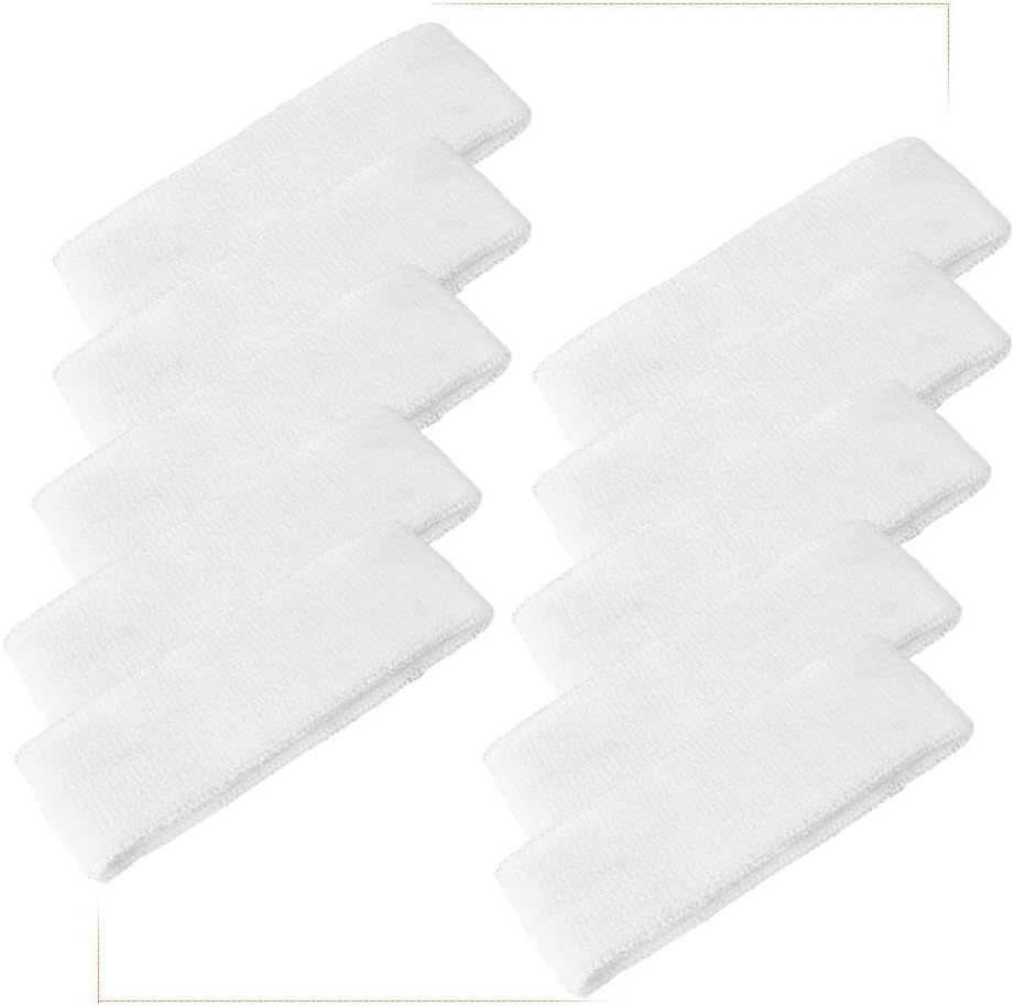 10 PCS White Unisex Sports Sweatband Headband Sweat Absorbing Terry Cloth Bands V1258-DP02-F-757