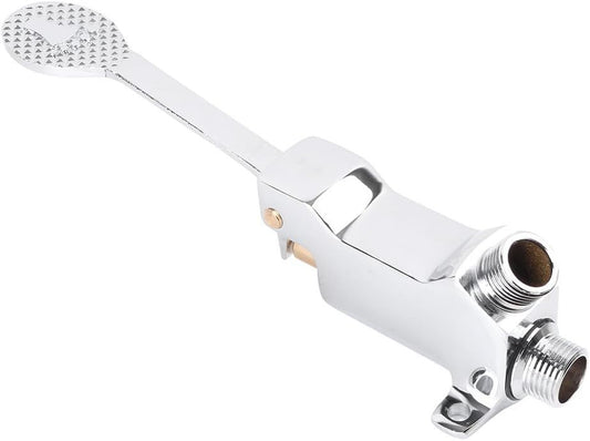 Single Foot Pedal Water Valve Copper Bathroom Faucet for Basin Water Tap Floor Mount Single Pedal Valve Silver V1258-DP02-F-760